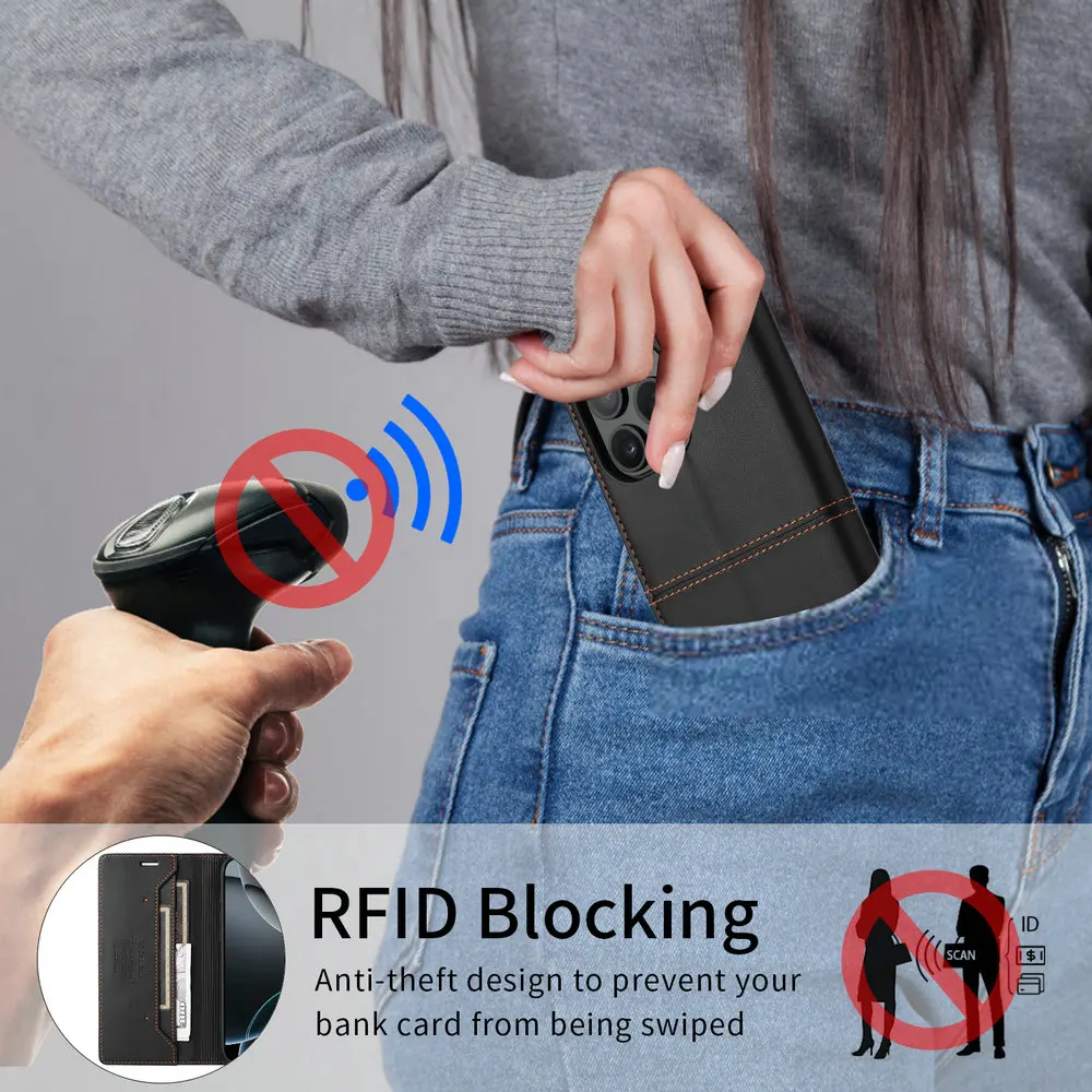 Premium Flip Case with RFID Protection - 360° Coverage & Enhanced Durability