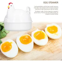 Cuiseur à œufs micro-ondes en forme de poulet, peut cuire 4 œufs, coque en plastique dur, matériau en alliage d'aluminium, peut cuire des œufs doux ou ferme. 4