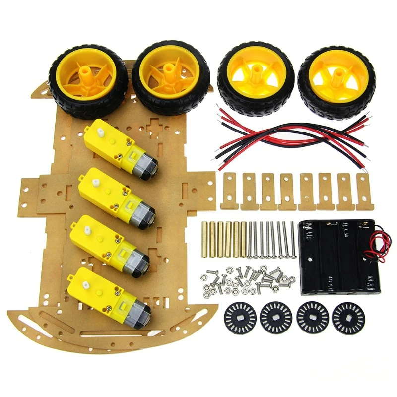 Smart Car Kit 4WD Smart Robot Car Chassis Kits DIY Parts With Battery Box Diy Electronic Kit for Arduino K-4WD diy electronics kit