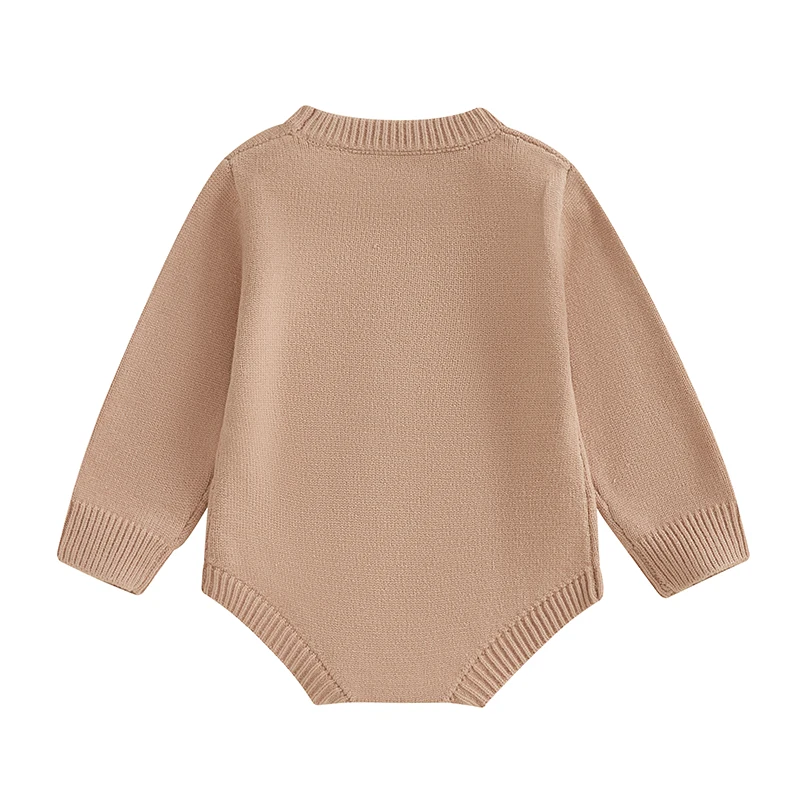FOCUSNORM 0-18M Schöne Baby Mädchen Jungen Ostern Pullover Strampler Langarm Brief Kaninchen Stickerei Strickwaren Overalls – Detail 5