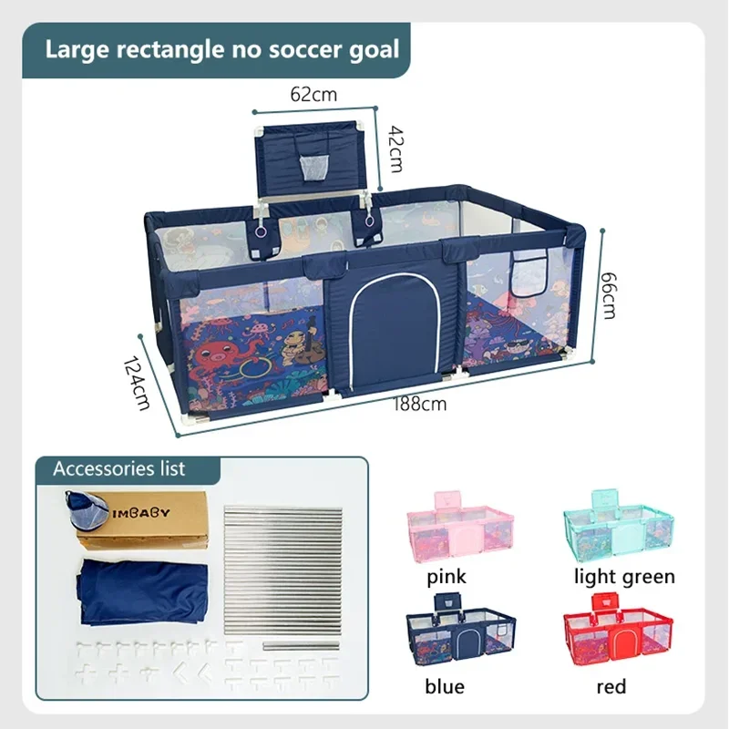 IMBABY Baby Playpen Large Baby Playground Cartoon Playpen for Machine Washable Games Fence Ball Pool Safety Barries for Kid