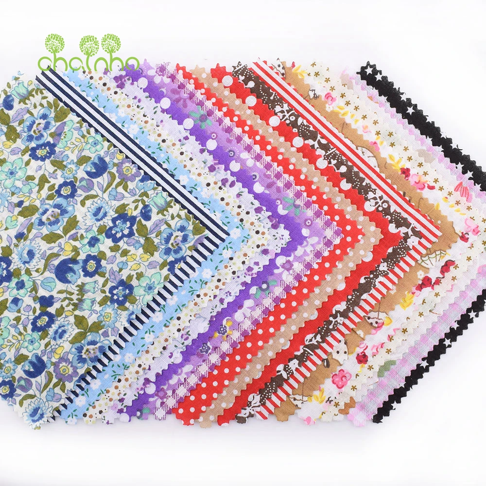 Chainho,Thin Plain Weave Cotton Fabric,Low Density,Rag,DIY Sewing Quilting Material,Random Classic Squares Cloth,12x12cm,BC02