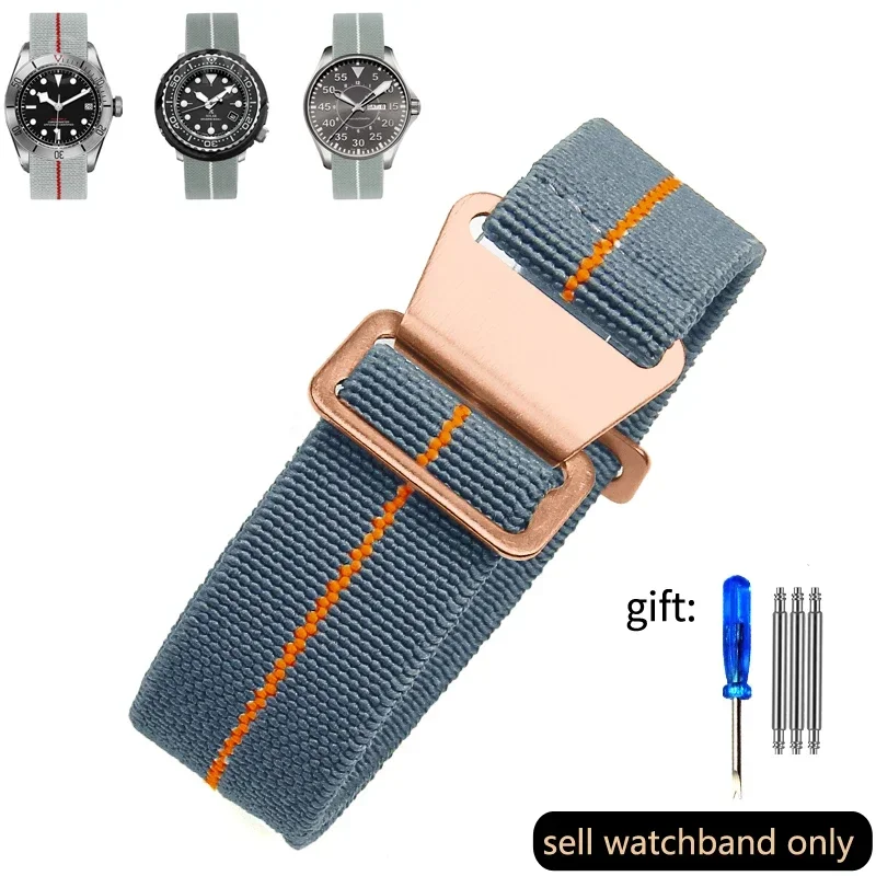 Vintage-Style French Parachute Elastic Nylon Watch Strap – Universal Men's Smartwatch Wristband (Classic 60s Inspired Design)