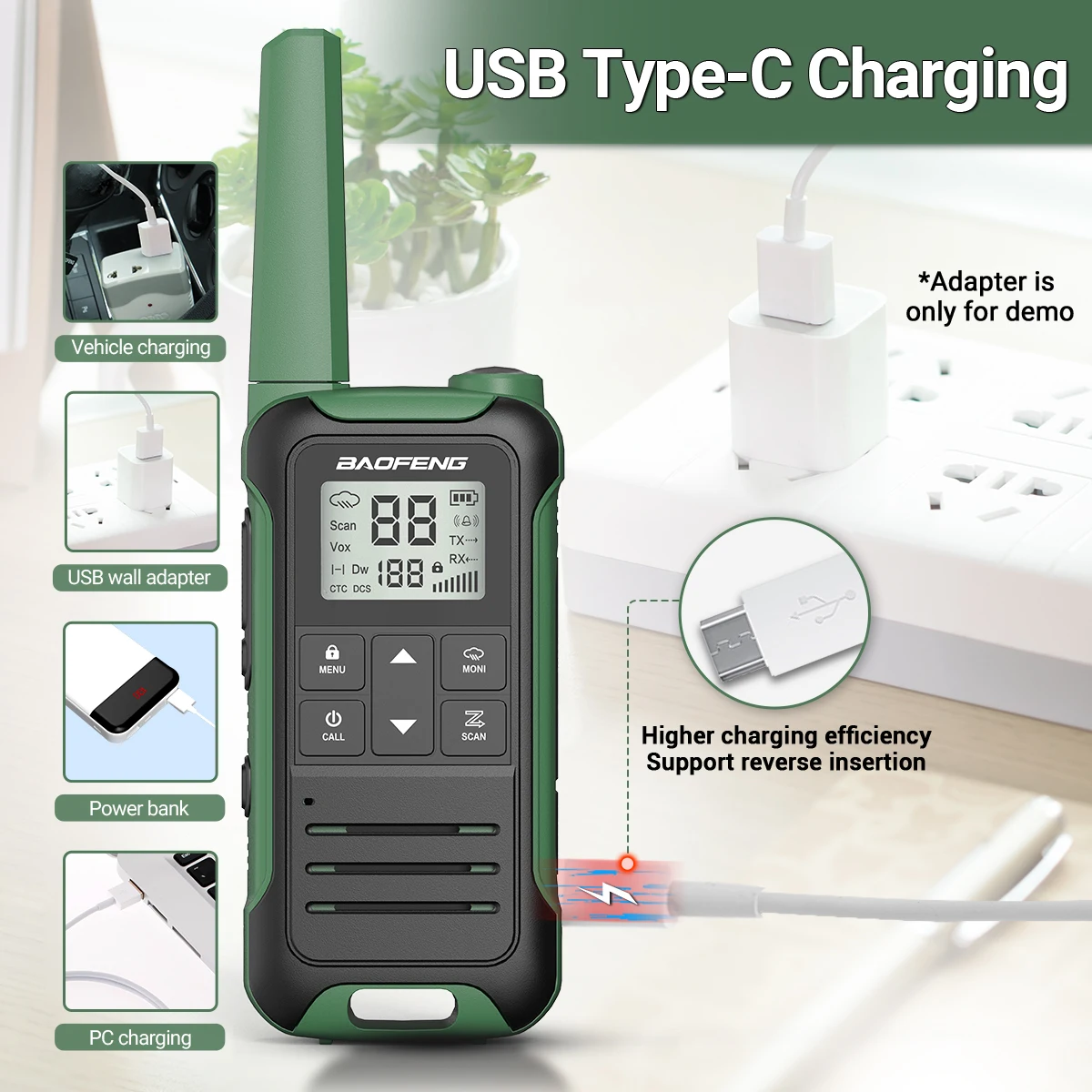 2 Stück Baofeng F22/T22 Mini Walkie-Talkie PMR Langstrecken-Akku-Funkgerät mit Typ-C-Ladegerät für Campingreisen – Detail 17