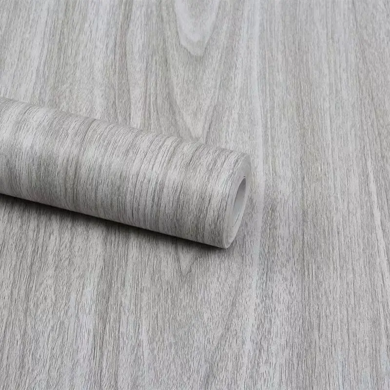 Gray Wood Grain Wallpaper Furniture Renovation Waterproof Sticker Pvc Self Adhesive Removable Wallpaper for Living Room