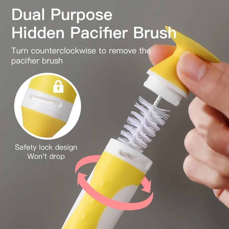 Cleaning Brush Set 3 in 1 Mother-child Silicone Baby Bottle Cup Cleaning Brush Suction Stand Type Feeding Clean Tool Set