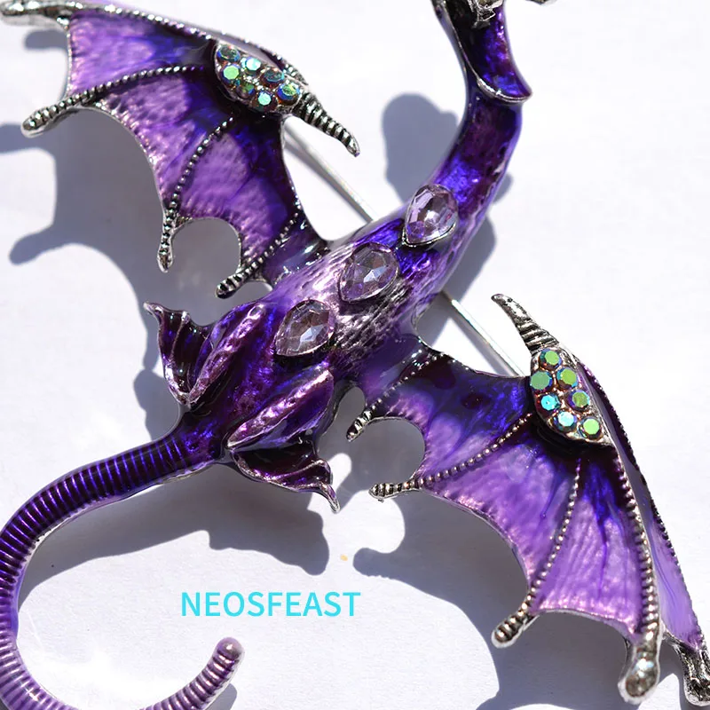 Elegant Enameled Dragon Brooches for Women Rhinestone Pin Multi Color Holiday Men Gift Garment Dress Accessories Fashion Jewelry