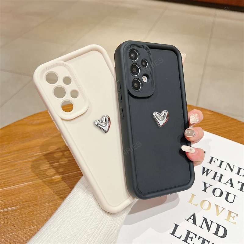 Silver Heart 3D Silicone Matte Soft Case