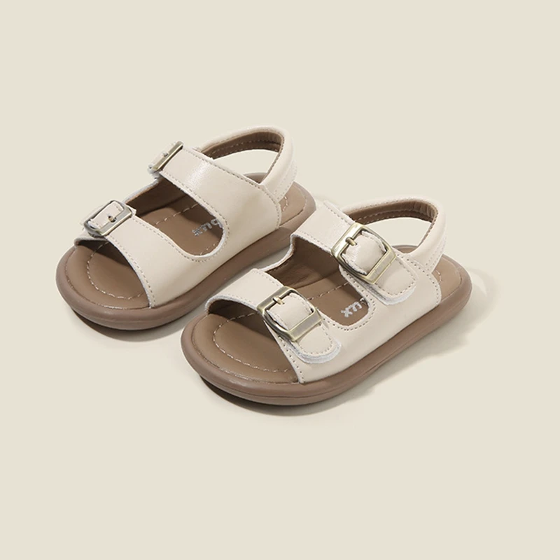 Brand Simple Sandals For Kids Boys Open-Toe Solid Casual Summer Beach Shoes For Children Girls Soft Weave Fashion Baby Walkers
