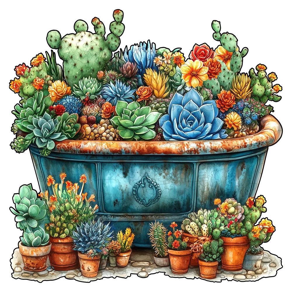 Wooden Puzzle jigsaw puzzles wooden jigsaw puzzles wooden puzzle toys educational puzzles Challenging Colorful Succulent Plants and Animal Shapes for Home Dec
