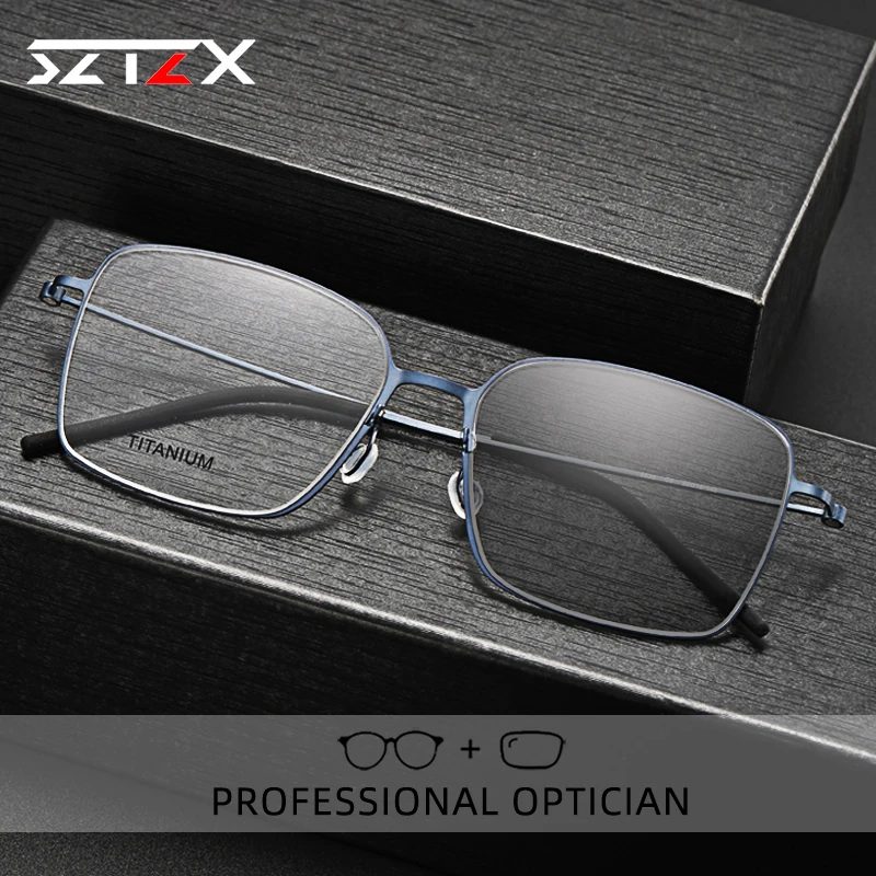 

SZTZX Top Classic Ultralight Men Reading Glasses Photochromic Anti Blue Light Myopia Prescription Glasses Optical eyewear Frames