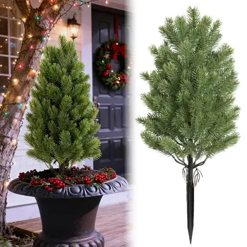 1pc Artificial Pine Needle Christmas Trees - Realistic Indoor/Outdoor -Resistant Plastic Mini Holiday Decor for Garden & Patio
