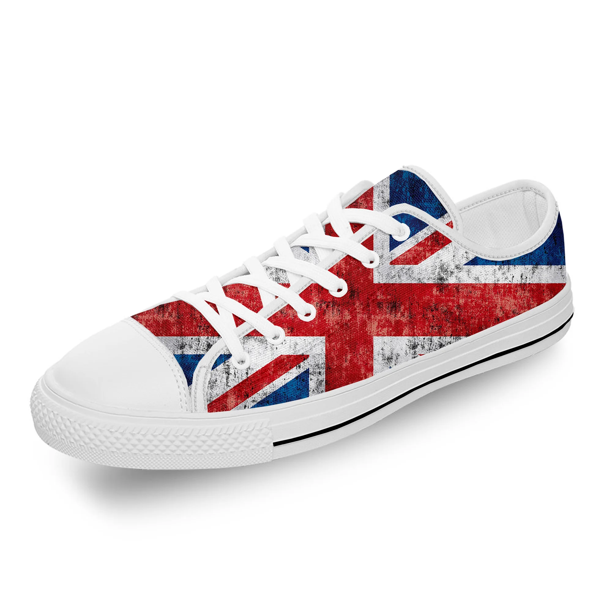 

Britain British UK Flag Union Jack White Cloth Fashion 3D Print Low Top Canvas Shoes Men Women Lightweight Breathable Sneakers