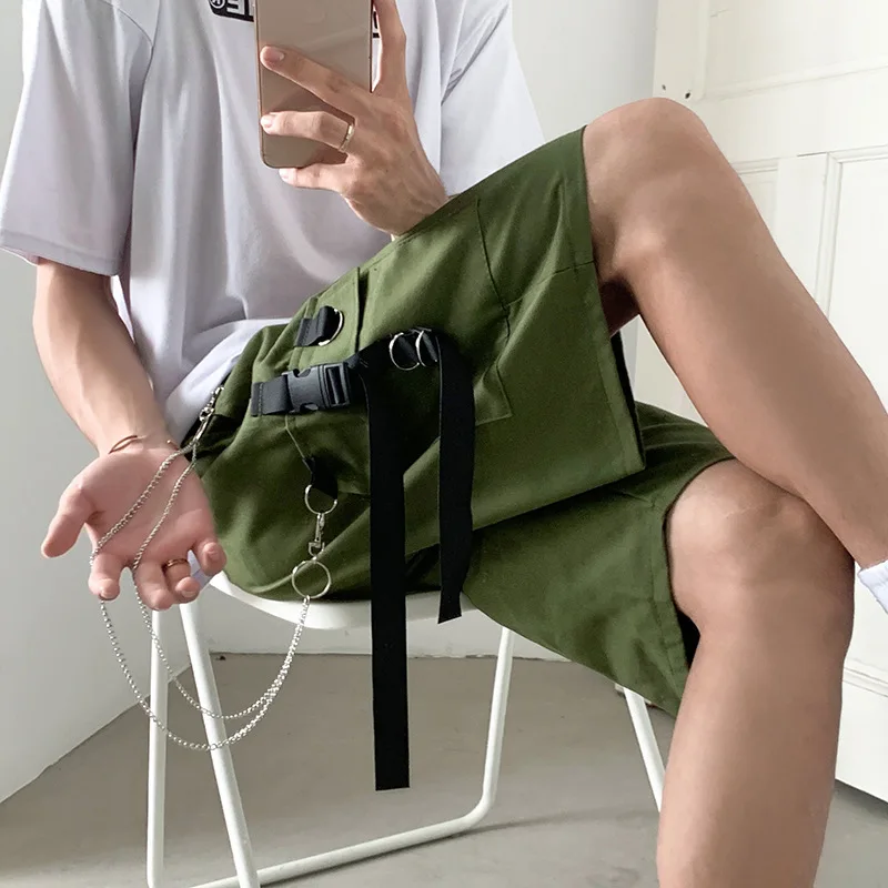 Summer Overalls Shorts For Men And Teenagers Ins Trend Hip-Hop European And American Street Loose Straight Casual Capris