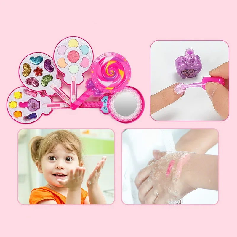 Kids Make Up Toy Set Pretend Play Princess Pink Makeup Beauty