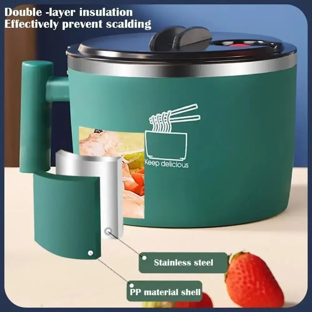 Stainless steel instant noodle bowl lid drain outlet student dormitory easy wash ramen bowl