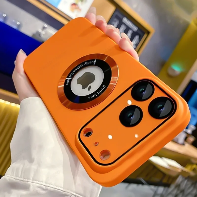 Luxury Frosted Solid Color Case with Magnetic Camera Protection