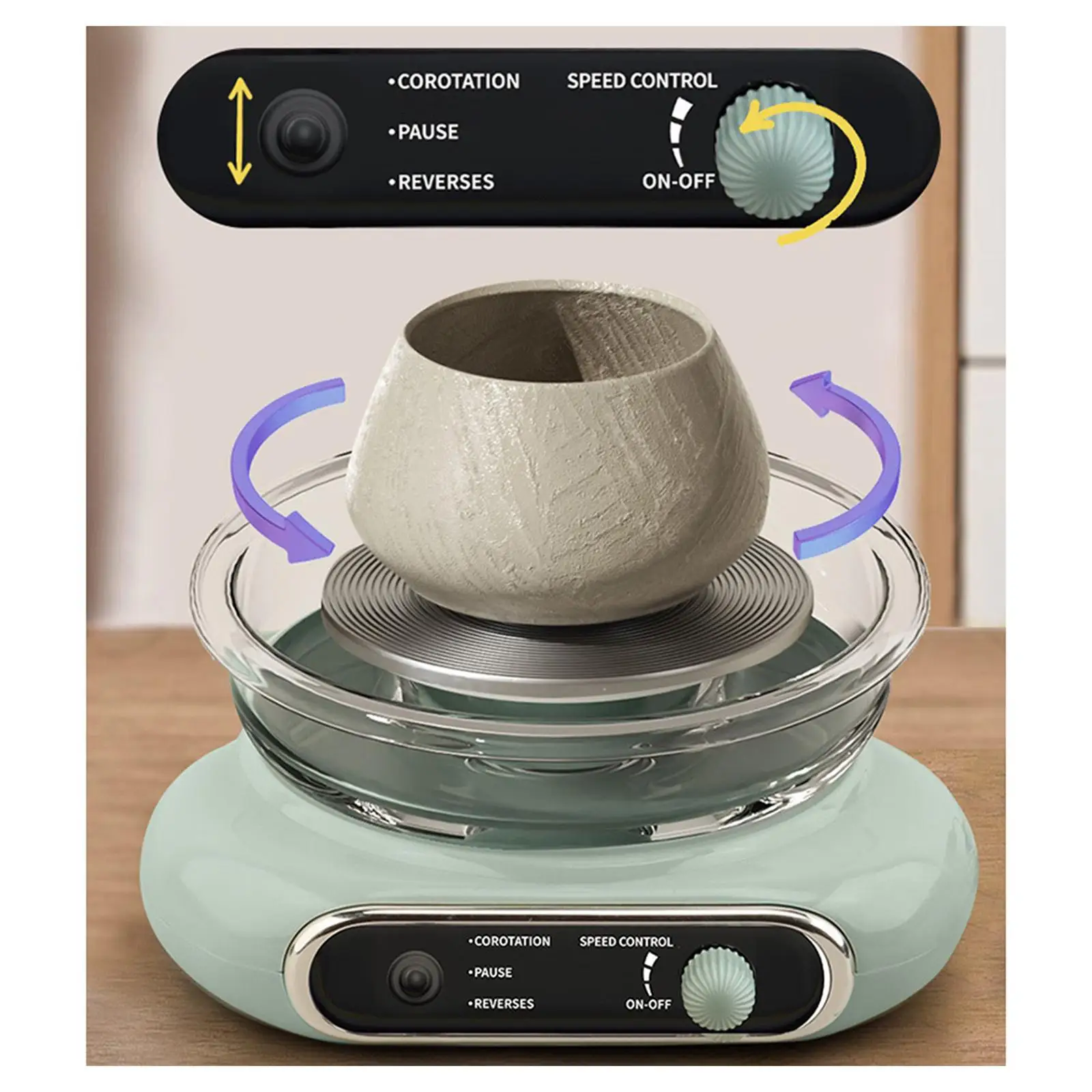 Mini Pottery Wheel Kit Electric Pottery Machine Two Way Rotation Electric Clay Wheel for Children Adults DIY Craft Projects