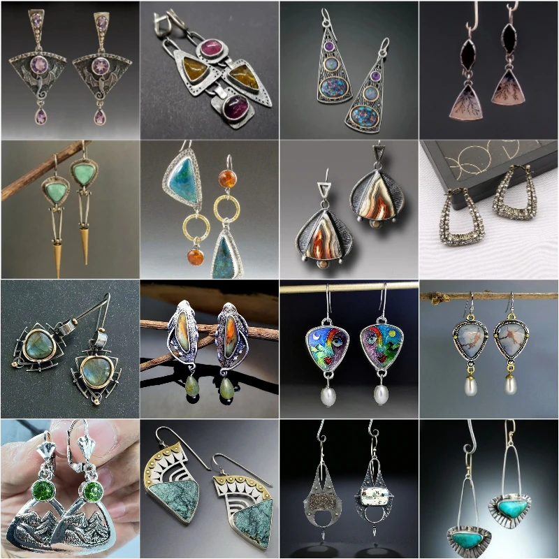Vintage Heart Triangle Drop Earrings Retro Gothic Hanging Dangle For Women Wedding Fashion Jewelry Party Gifts Z4P363 | Украшения и
