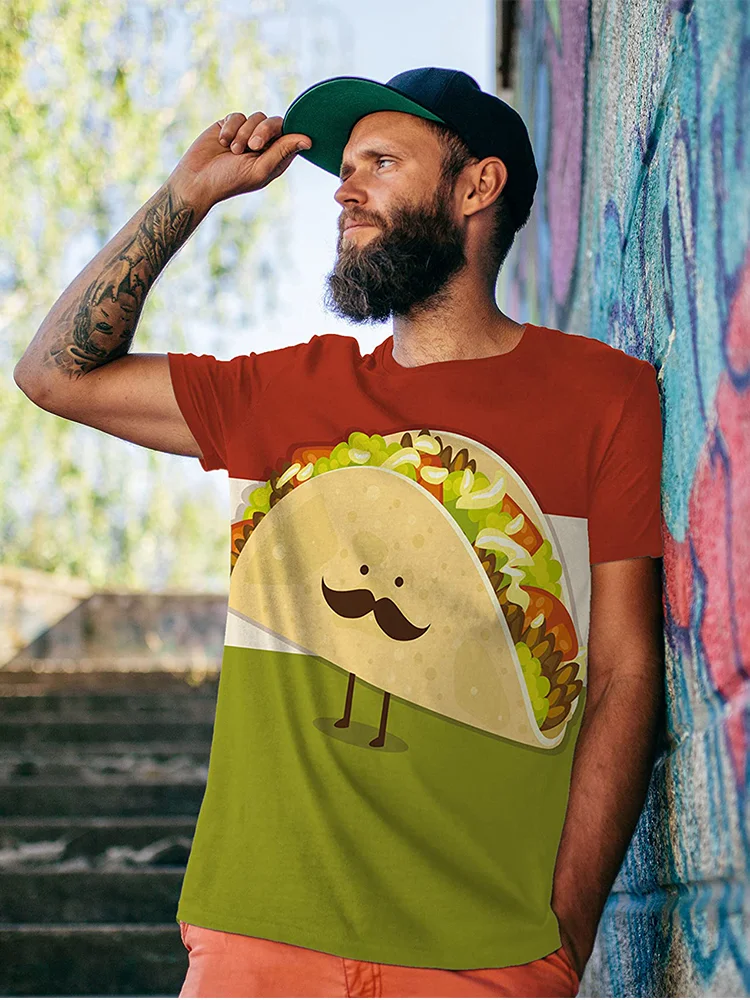 

Summer Taco T-Shirt Men's Shirts 3D Printed Pattern Coffee Casual Short Sleeves Cool Tees Streetwear Oversized Men Clothing