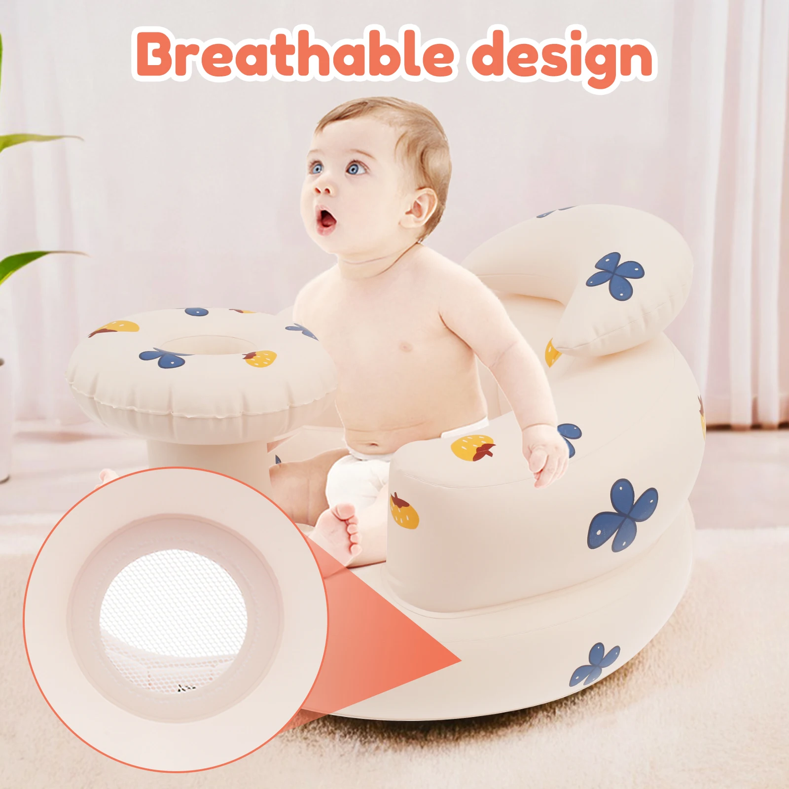 Inflatable Baby Chair Portable Baby Sofa Breathable Inflatable Chair PVC Multifunctional Seat Practice Sitting Bath Stool