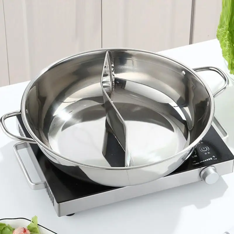 Hot Pot Stainless Steel Shabu Cooker with Dividers Cooking Saucepans  Without Cover Shabu Pot for Home Party Family Gathering pot