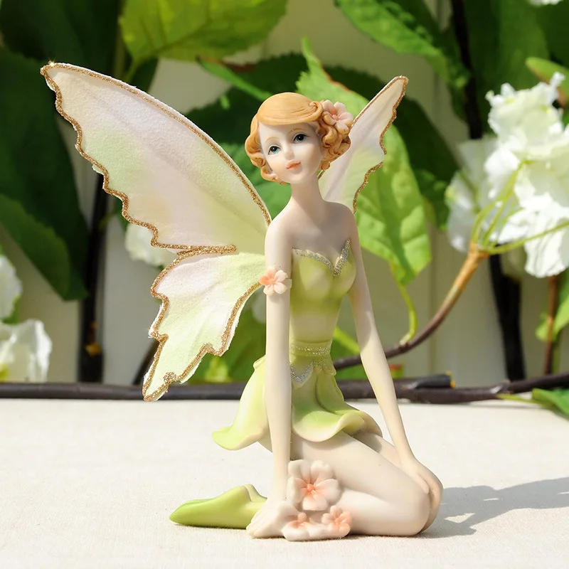 

Green Flower Fairy Girl Angel Home Decor Ornament Gift Resin Craft