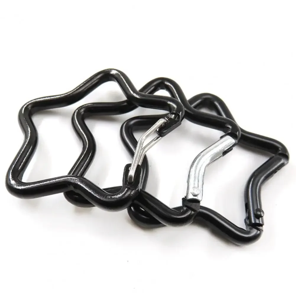 10 Pcs Metal Star Carabiner Clips - 5 Color Keychain Set With Spring Loaded Clasps For Outdoor Gear