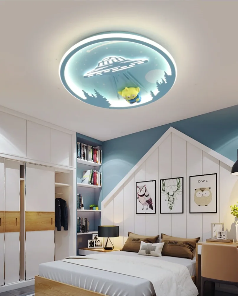 Led Round Ceiling Mounted Lamps for Children Kids Bedroom School Plane Boy Girls Novelty Cute Airplane Aircraft Decoration Light