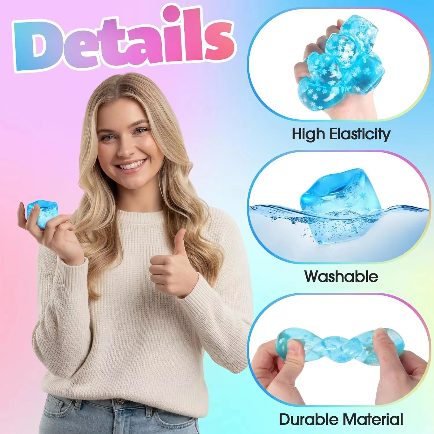Snowflake Cube Squishy Toys Small Ice Cubes Anti-Stress Colorful Squeeze Toy Super Slow Rebound For Adults Party Favors_voghion.com