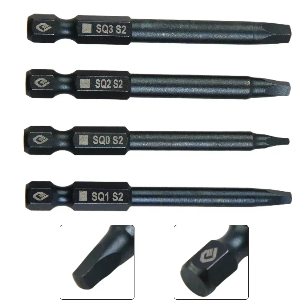9-teiliges Schraubendreher-Bit Set – SQ1, SQ2, SQ3 Vierkantköpfe, 1/4 Zoll Sechskantschaft, Magnetisch, S2 Stahl