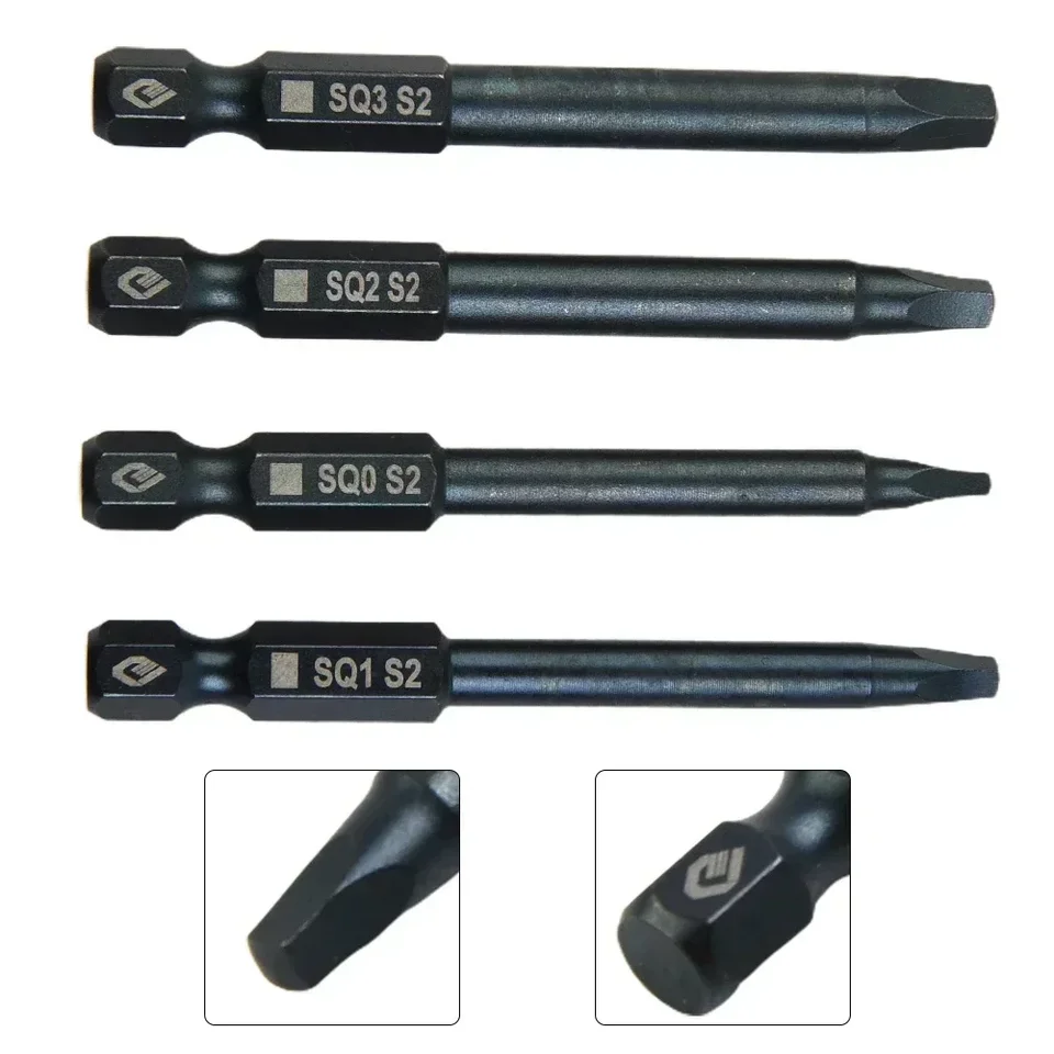 9-teiliges Quadrat-Schraubendreher-Bit Set – SQ1, SQ2, SQ3, 1/4 Zoll Sechskantschaft, Magnetisch, Aus S2-Stahl