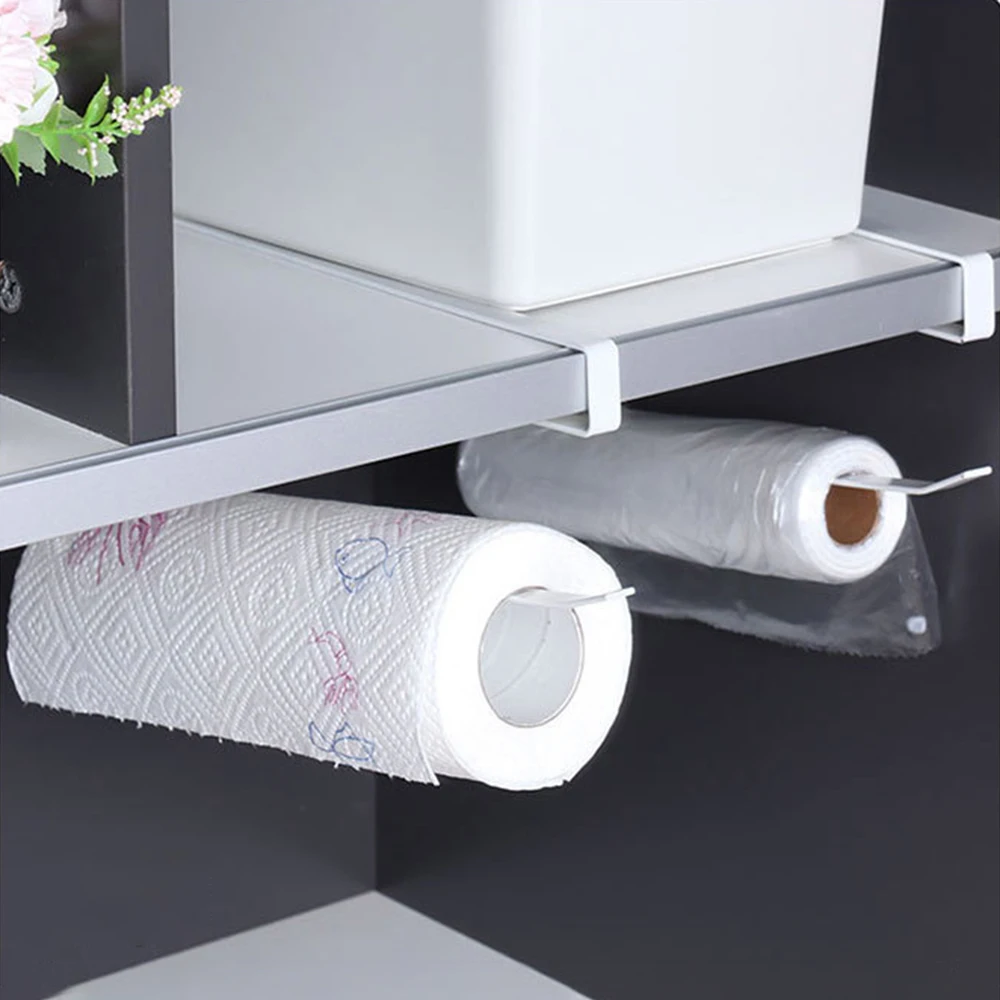 Special Kitchen Paper Towel Hanging Rack Cabinet Without Drilling Towel Hook Ironware Storage Shelf For Napkins 1PC