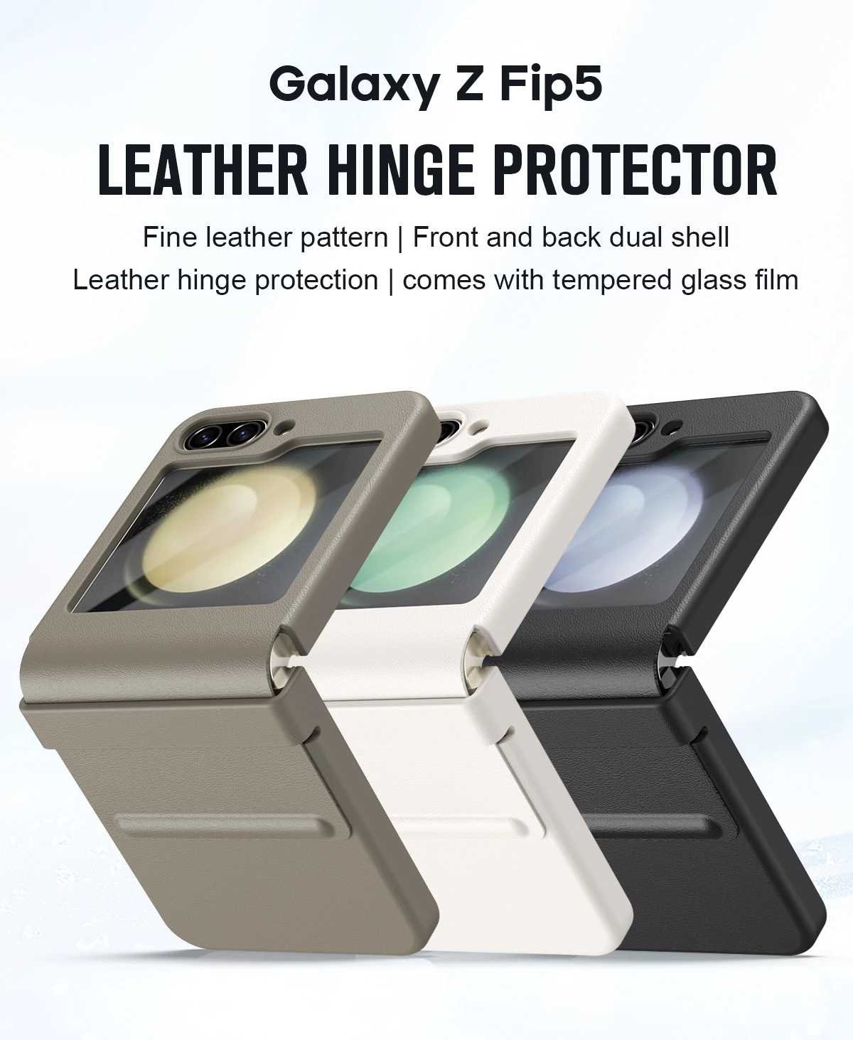 

For Samsung Galaxy Z Flip 5 4 Case Luxury Skin Friendly Matte Leather Hinge Protection Folding Shockproof Hard Cover Accessories