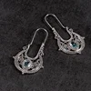 Caved Pattern With Zircon Decor Dangle Earrings Bohemian Ethnic Style Zinc Alloy Silver Plated Jewelry Tourism Souvenir 5