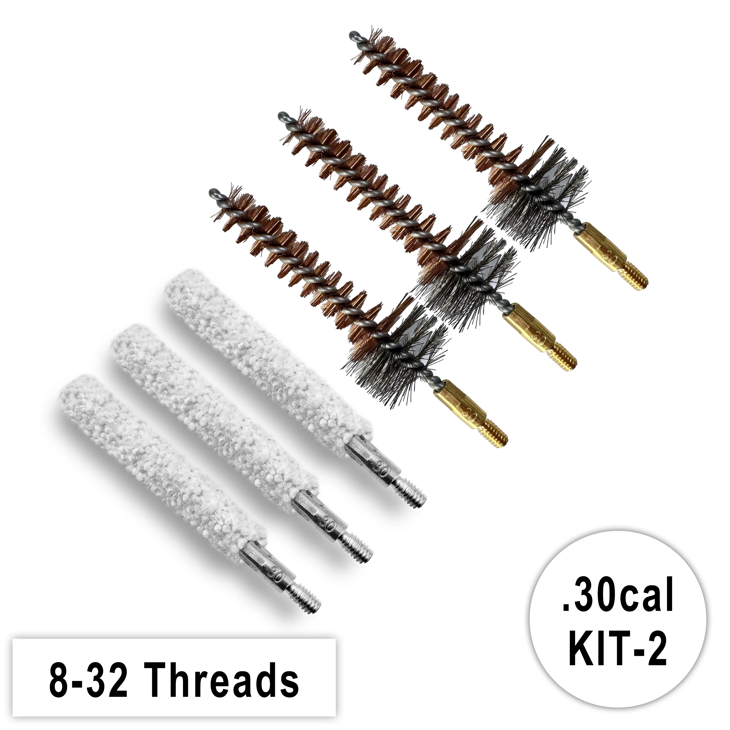 Gun Cleaning Bore Bronze Mop Brush Set 12GA .22 .223 etc for Shotgun Pistol