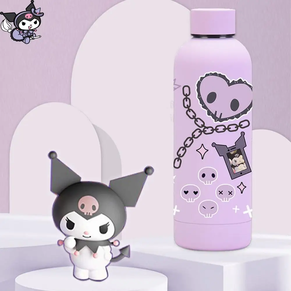 

Термос Sanrio Kuromi с аниме-фигуркой кавайная Женская чашка красивая 500 мл Мини карманная чашка прямая чашка для напитков долговечная изоляция