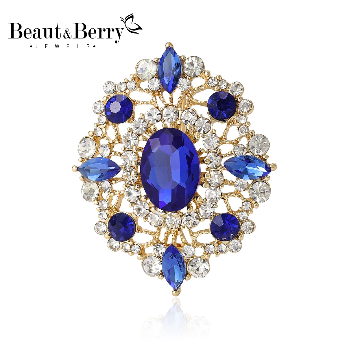 Beaut&Berry 럭셔리 궁전 스타일 라인 석 꽃 브로치 6 색 여성 드레스 사무실 파티 캐주얼 핀 액세서리 선물