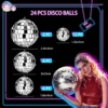 24 Pcs Mirror Disco Ball Hanging, Glass Disco Ball Decor, Disco Party Decorations, for Holiday Party Decor with Rope 2