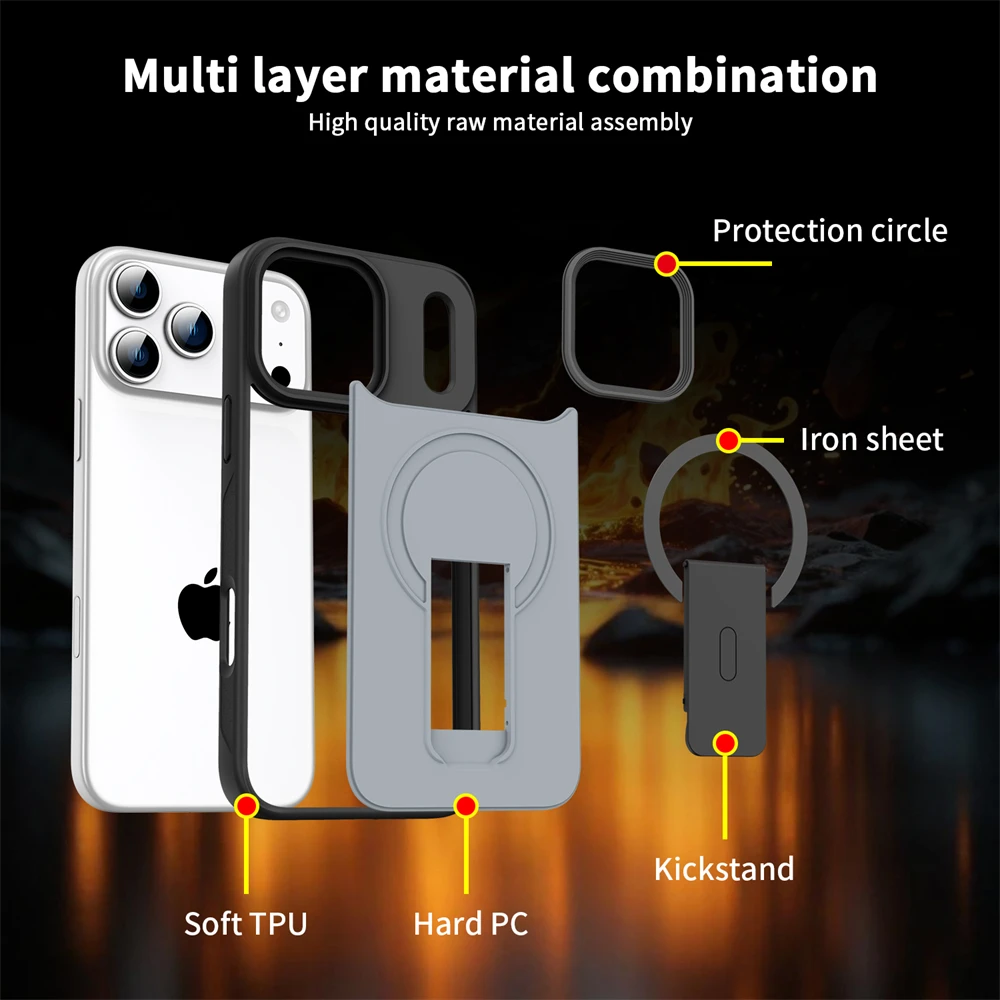 Matte Magnetic Phone Case With Integrated Stand For Iphone_voghion.com