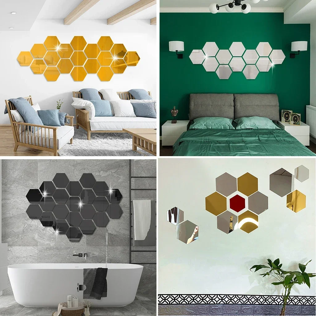 Hexagon Mirror Wall Stickers 3