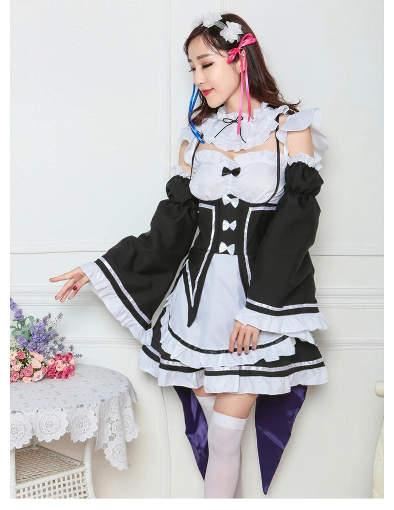 

Cosplay Costume Wigs Maid Dress Halloween Costume Anime Re:zero Kara Hajimeru Isekai Seikatsu Life In A Different World Ram Rem