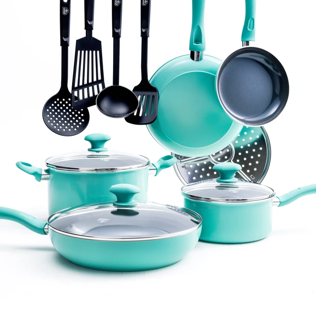 GreenLife Nonstick Square Electric Skillet with Glass Lid - Teal - 12 in