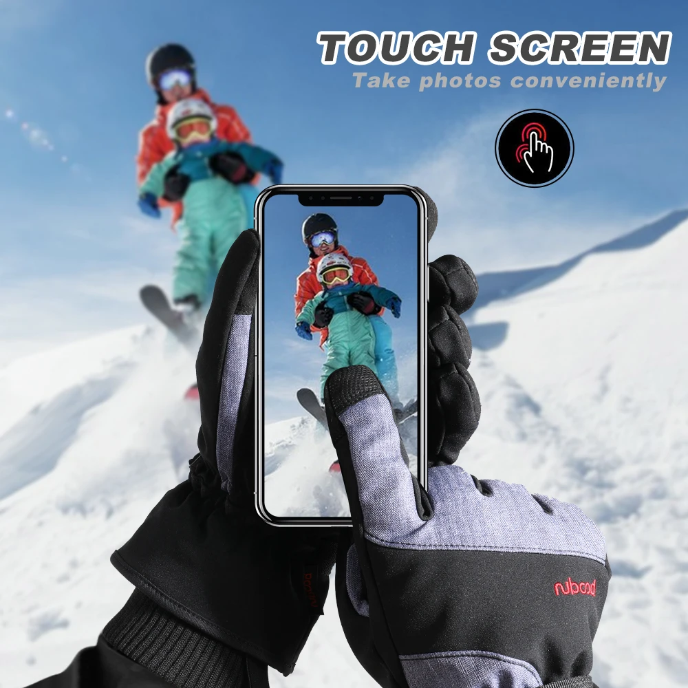 Men Ski Gloves Winter Warm Windproof Waterproof Touch-Screen Fleece Non-slip Snowboard Snowmobile Cycling Skiing Gloves Women 4