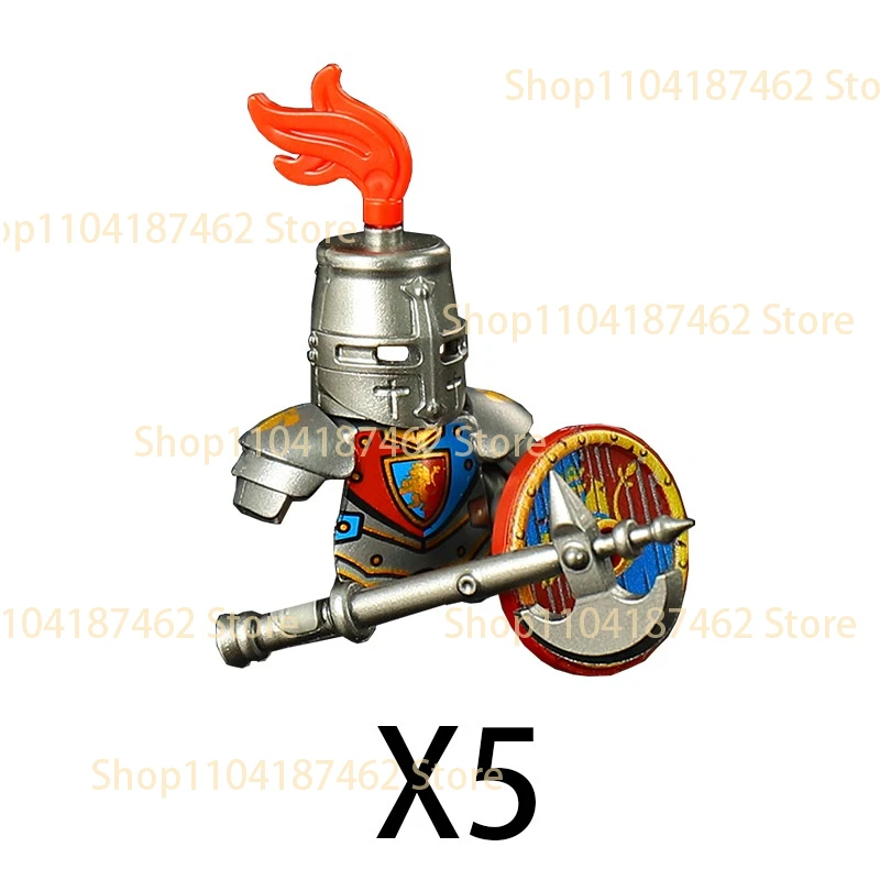 Medieval Knight Army Set with Green Dragon and Wolf Warrior Building Blocks
