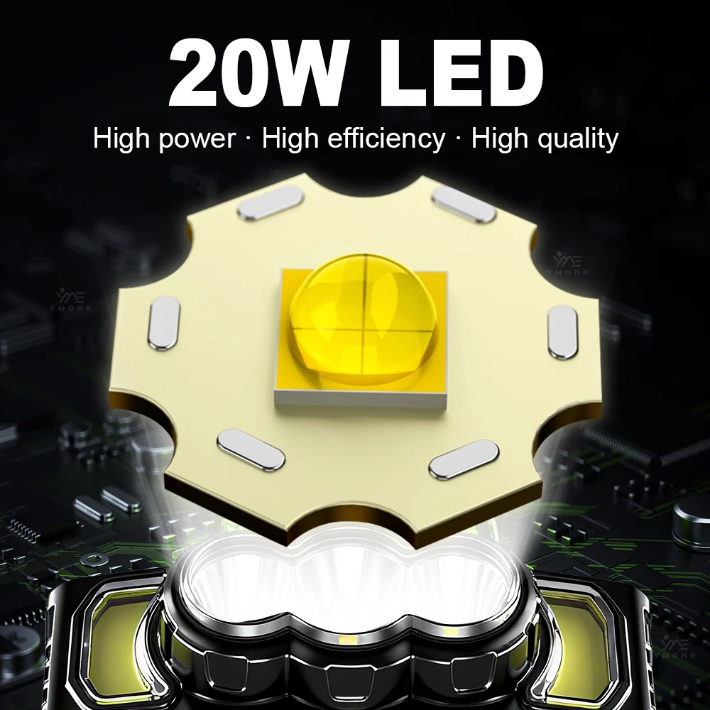30000LM 초고휘도 헤드라이트 적색등 LED 전면 손전등 7가지 모드 18650 배터리 20W COB 충전식 헤드램프 캠핑 낚시 작업용 해산물 채집 작업등 헤드라이트 데일리 나이트라이트 어린이 헤드라이트