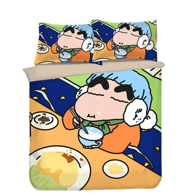 

Постельное белье Crayon Shinchan с мультяшным принтом из четырех частей, домашний текстиль, пододеяльник 1,5 м, покрывало из трех частей для общежития, одиночное и двойное м