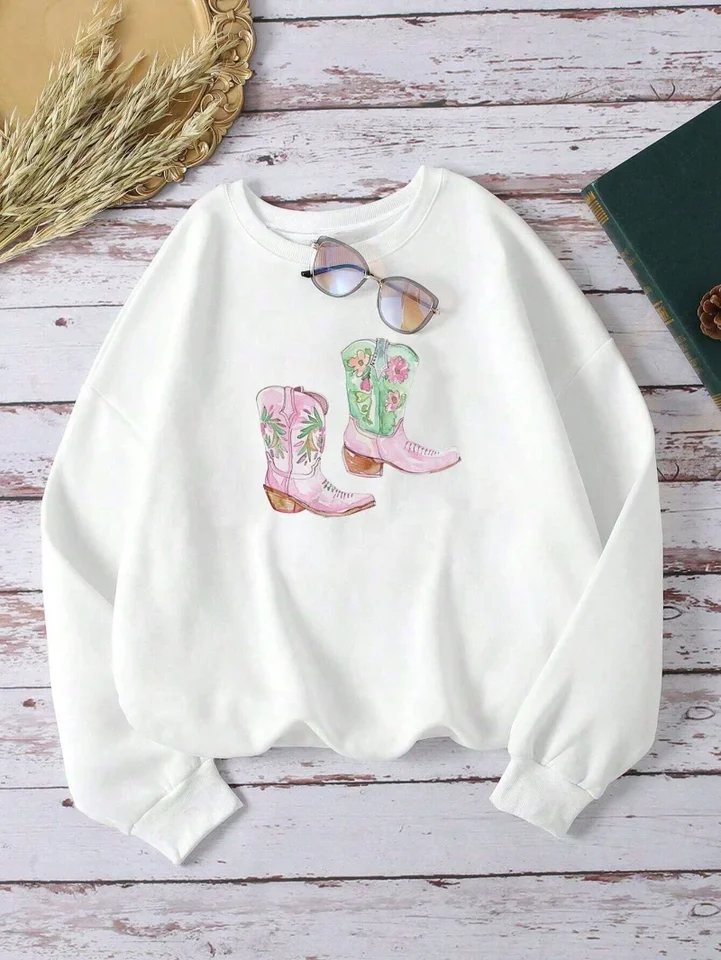 Warm Comfortable Street Woman Hoodie with Graphic Print