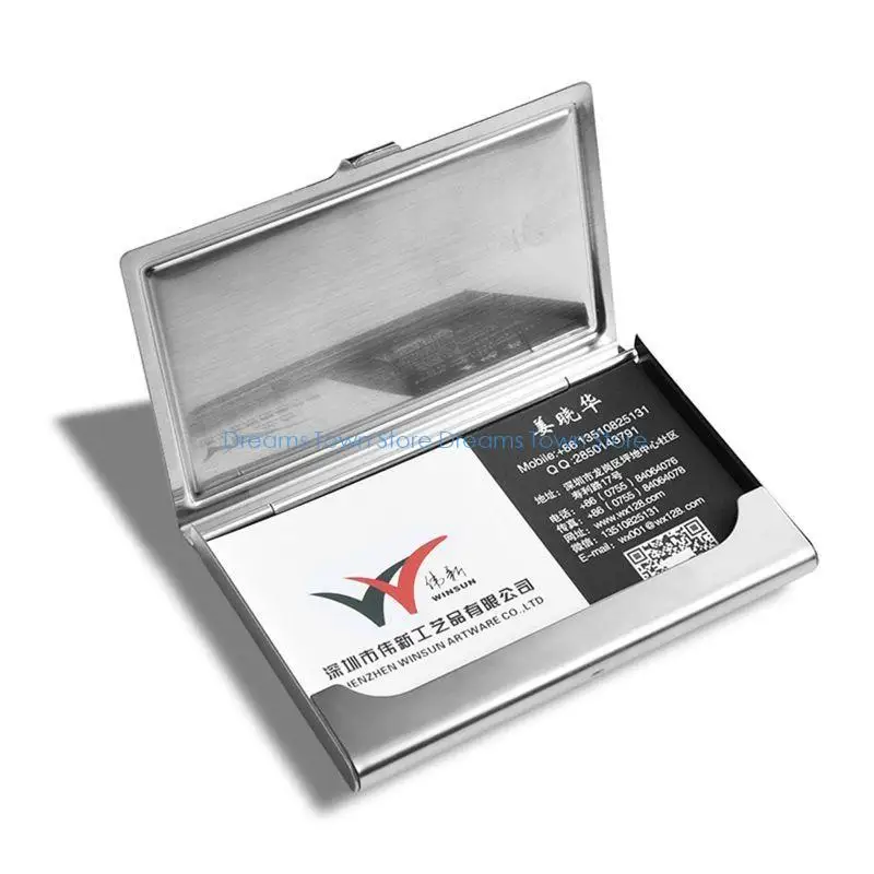 HX6A 명함 케이스 금속 명함 케이스 스테인레스 스틸 이름 카드 주최자 포켓 명함 케이스 92x58mm