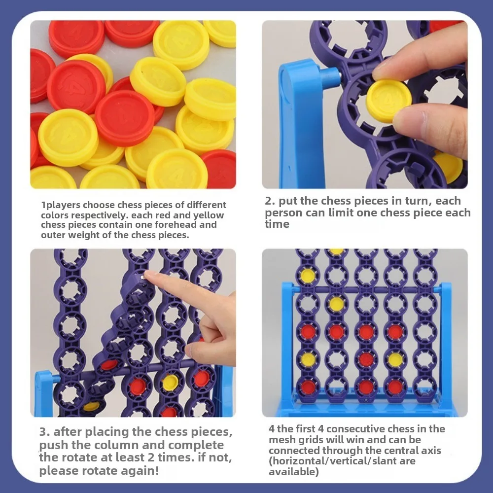 Educational Toy Chess 4 Classic Family Parent child Interaction Vertical Blue Connect Board Game Spin Grid Game Kids Adult